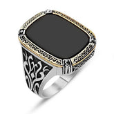 Silver Black Stone Men's Ring